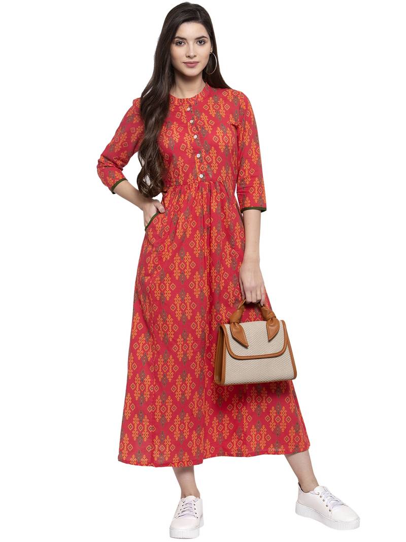 Indibelle Multicolor printed cotton longdresses indibelle 3283579