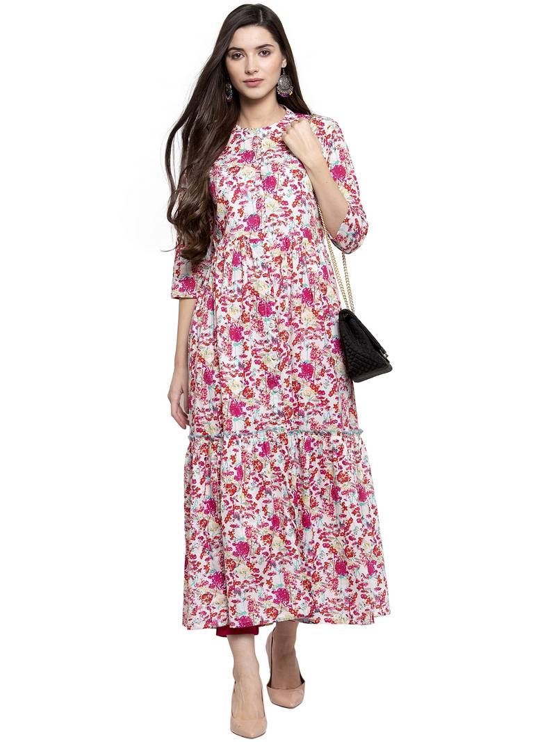 Indibelle Pink printed cotton longdresses indibelle 3283580