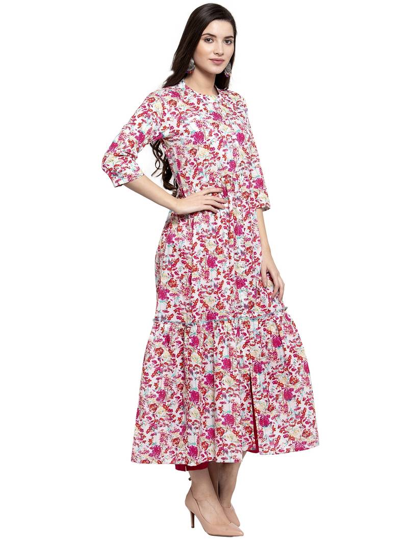 Indibelle Pink printed cotton longdresses indibelle 3283580
