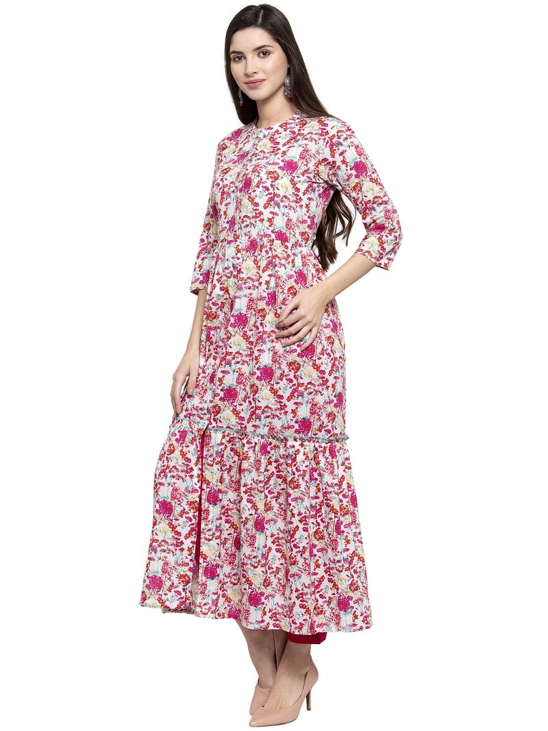 Indibelle Pink printed cotton longdresses indibelle 3283580