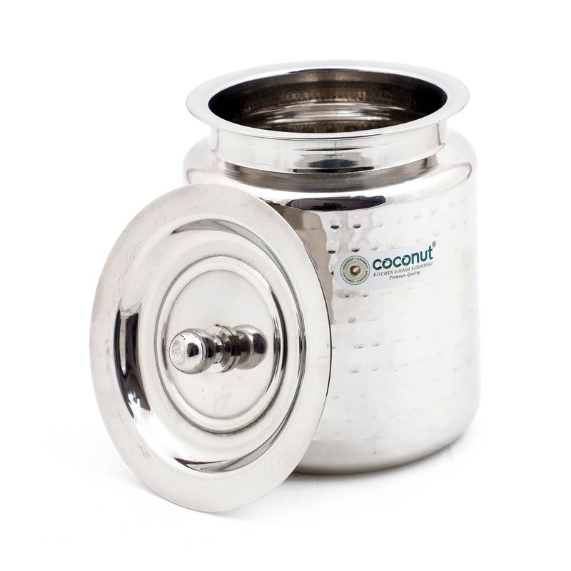 Hammered Ghee Pot / Oil Pot with Lid Set of 2 Pieces 500 ML Each