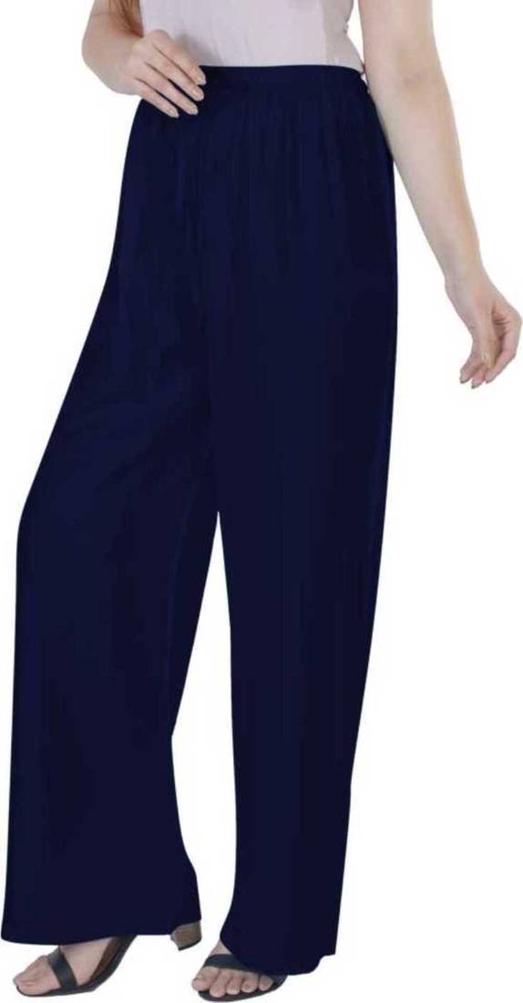 Navy blue plain rayon palazzo pants KINGS CREATIONS 3301225