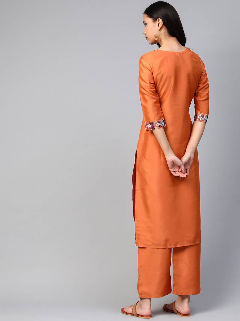 Orange printed art silk kurtasandkurtis ziyaa 3343725