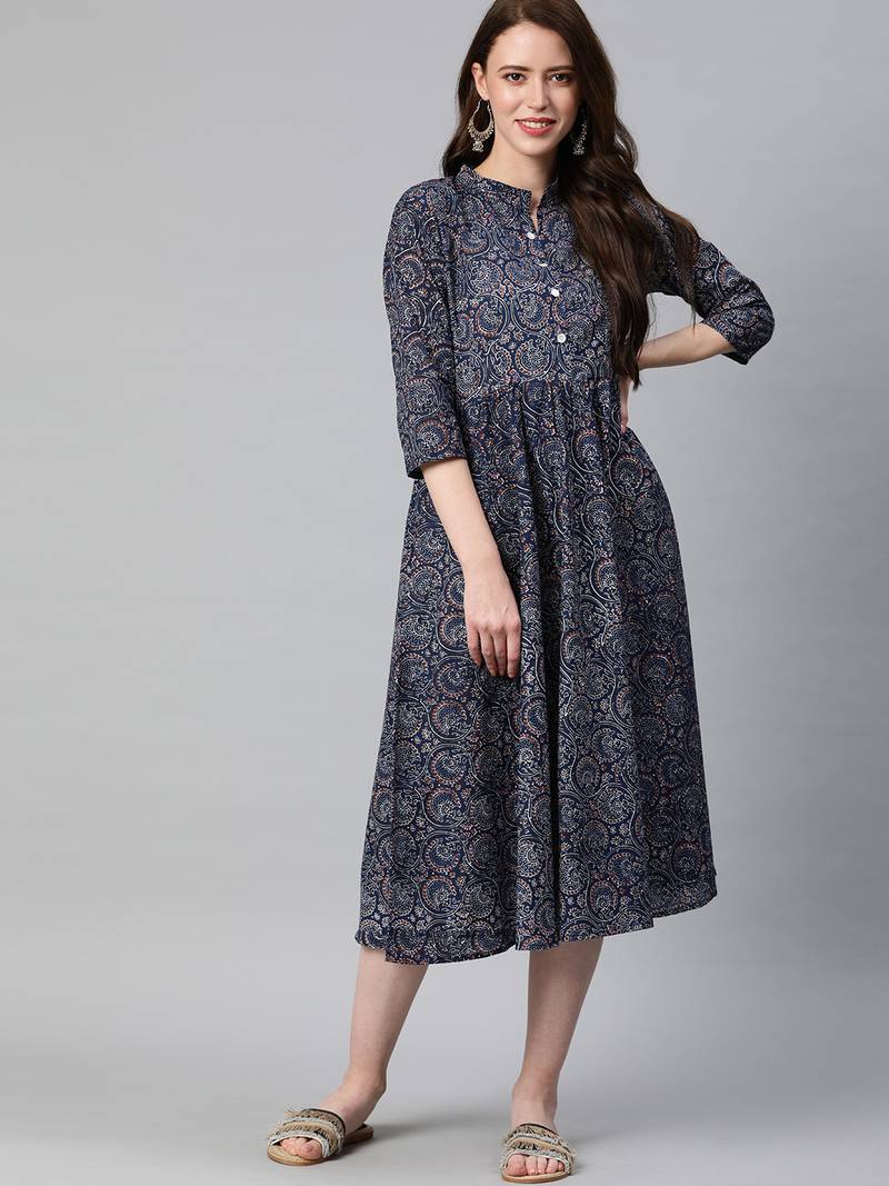 Blue printed cotton longdresses Swishchick 3343849