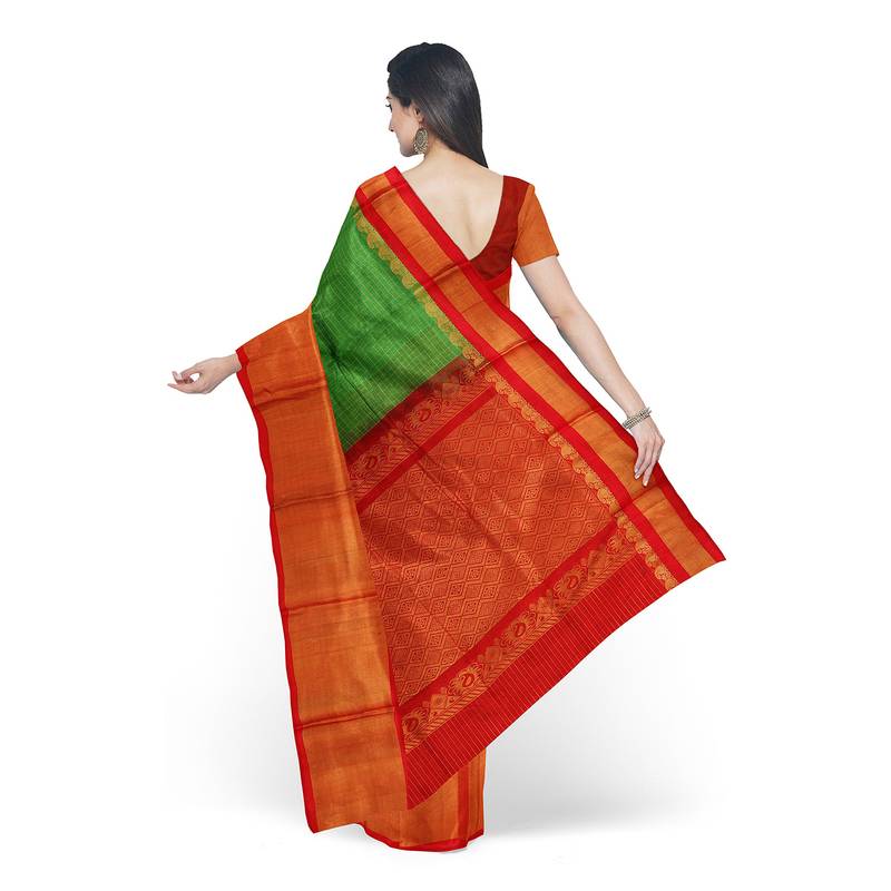 Green hand woven andhra pradesh handloom saree with blouse APCO 3345296