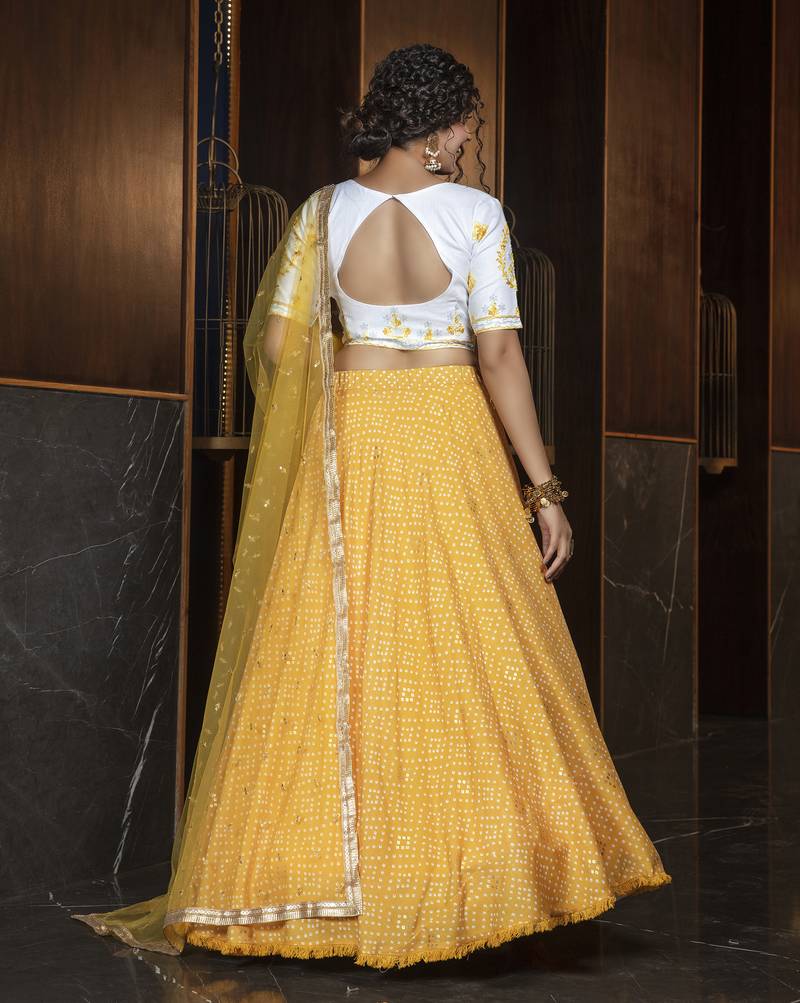 Mustard embroidered cotton Semi Stitched bridal lehenga MEGHALYA 3365658
