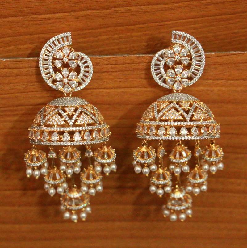 White jhumkas Sanvi Jewels 3449833