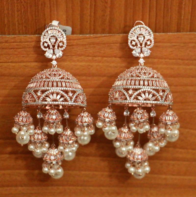 White jhumkas Sanvi Jewels 3449834