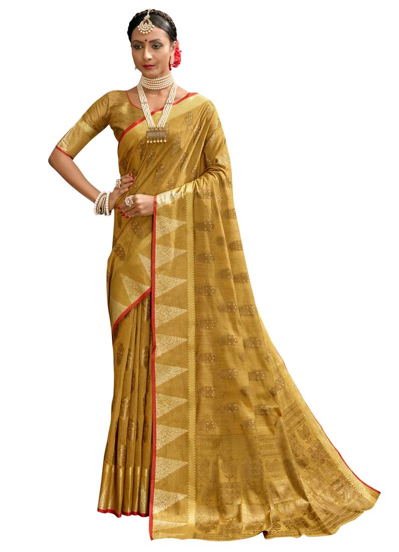 Saffron woven cotton saree with blouse SHAKUNT WEAVES 3464841