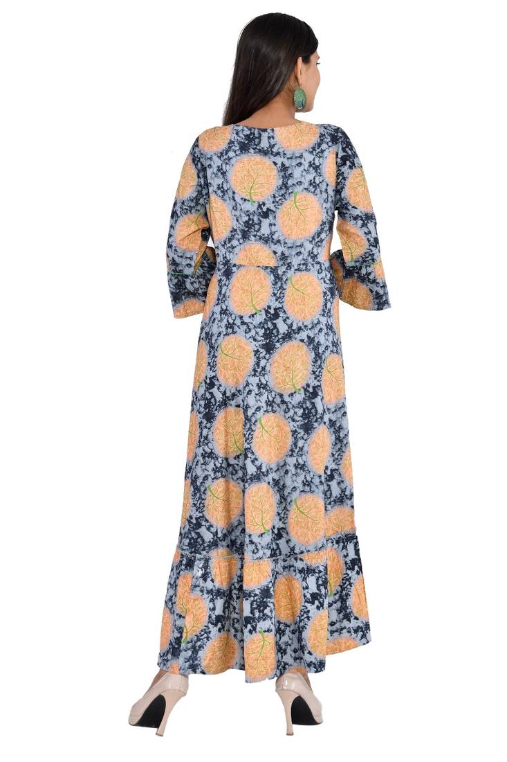 Women Flared Kurti with bell sleeves Multicolour 3/4 sleevs RoSky