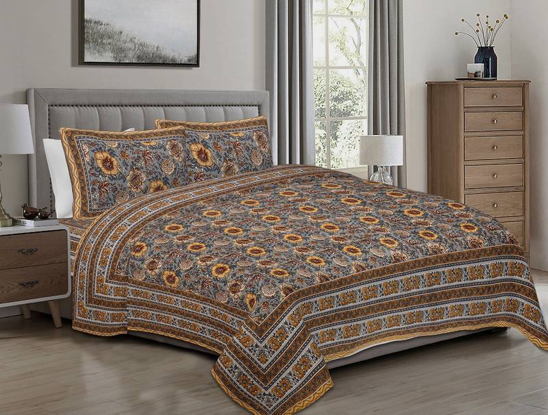 Grush 200 TC Pure Cotton Jaipuri Print Floral 220x270 Cm Double