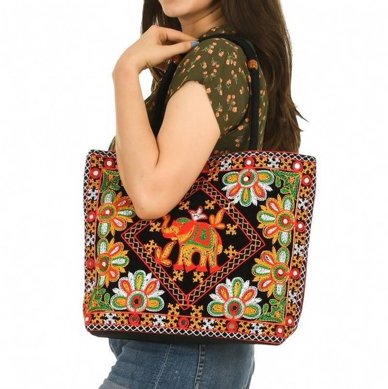 BLACK Rajasthani Handbags for Women LeeRooy 3476387