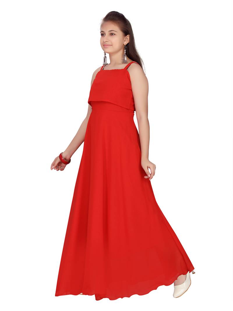 Red plain kidsgirlgowns Aarika 3483825