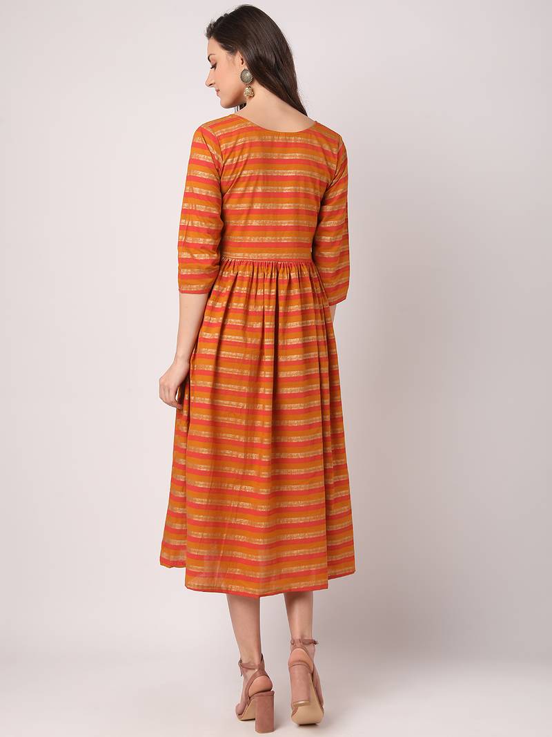 Orange printed cotton longdresses THE NKS PLUS 3488851
