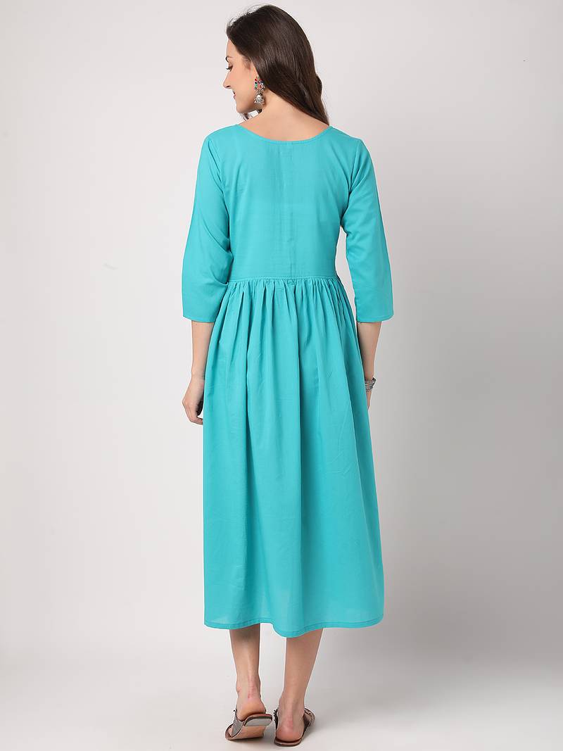 Blue plain cotton longdresses THE NKS PLUS 3488857