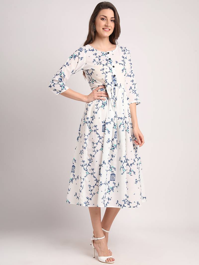 White printed cotton longdresses THE NKS PLUS 3488860