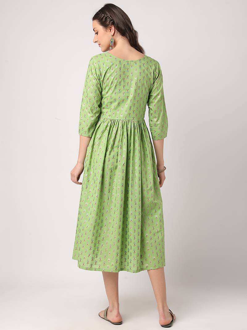 Green printed cotton longdresses THE NKS PLUS 3488875