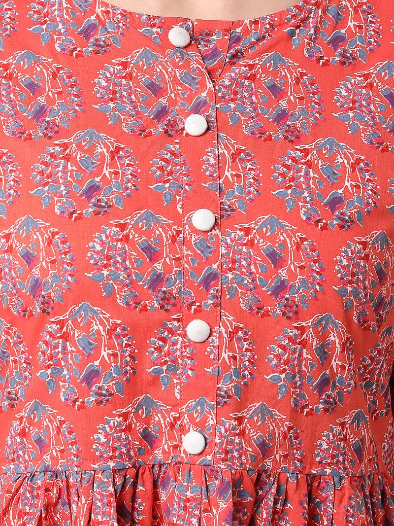 Pink printed cotton longdresses THE NKS PLUS 3488884