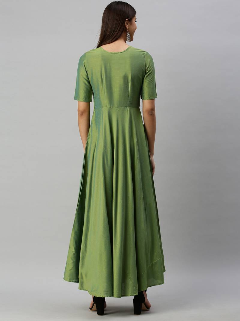 Green woven cotton longdresses Swishchick 3494262