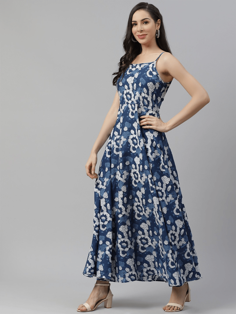 Blue printed cotton maxidresses Divena 3546286