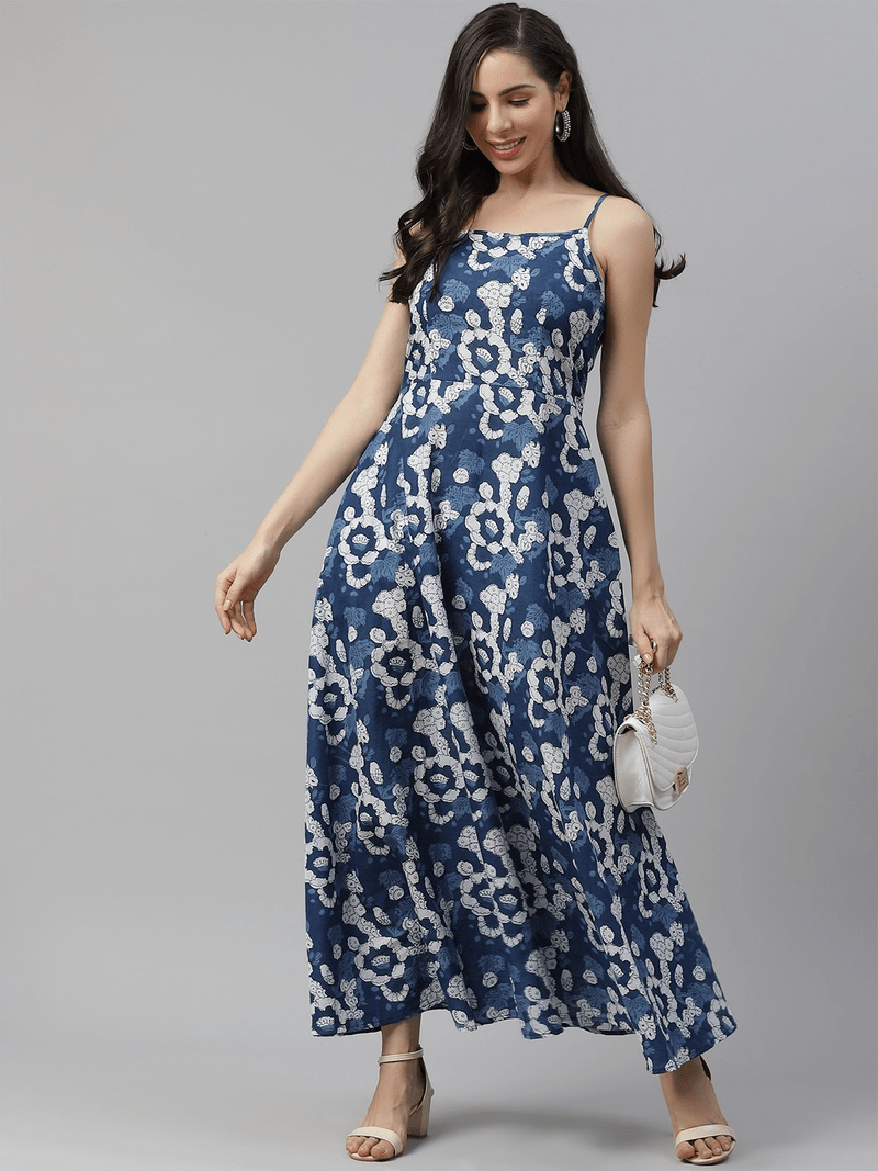 Blue printed cotton maxidresses Divena 3546286