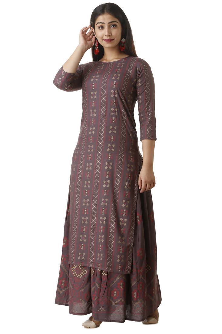 Brown block print cotton salwar Glorious Moment 3570285