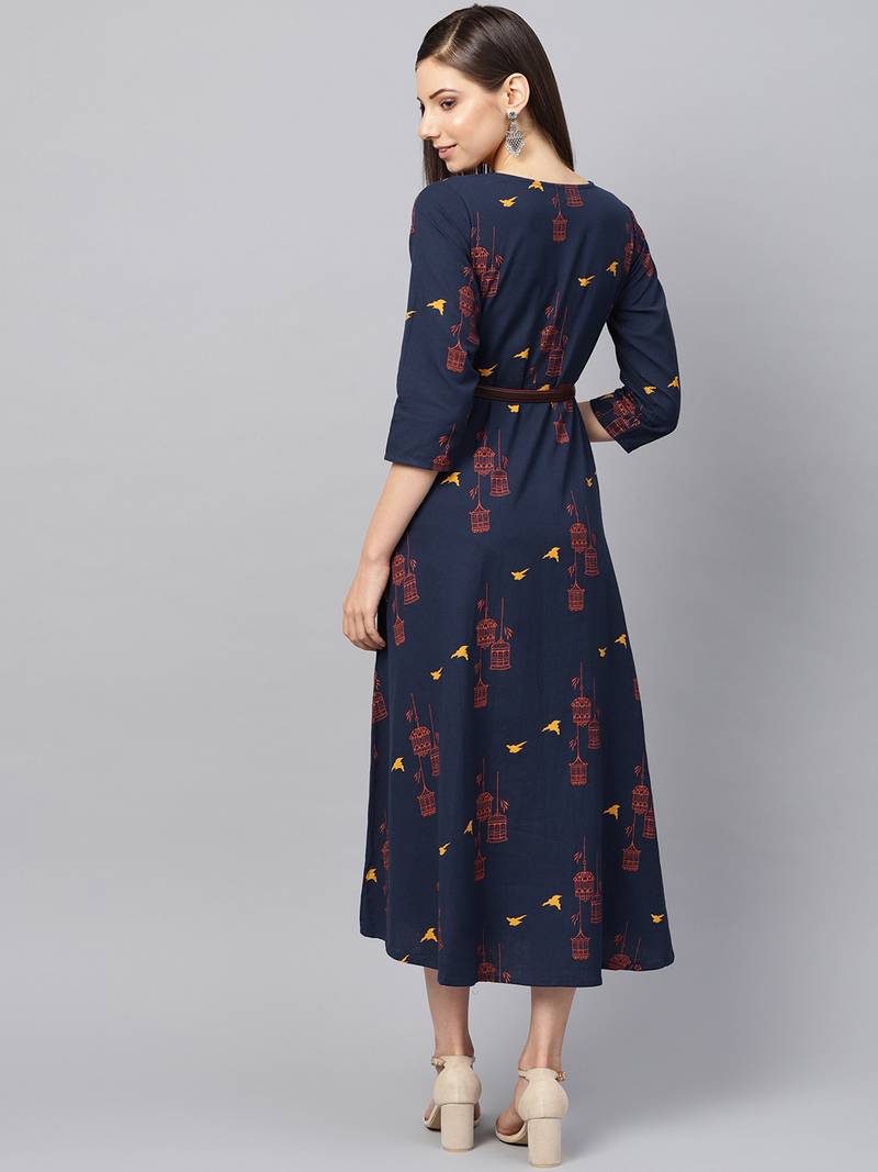 Navyblue printed cotton maxidresses YUFTA 3711463