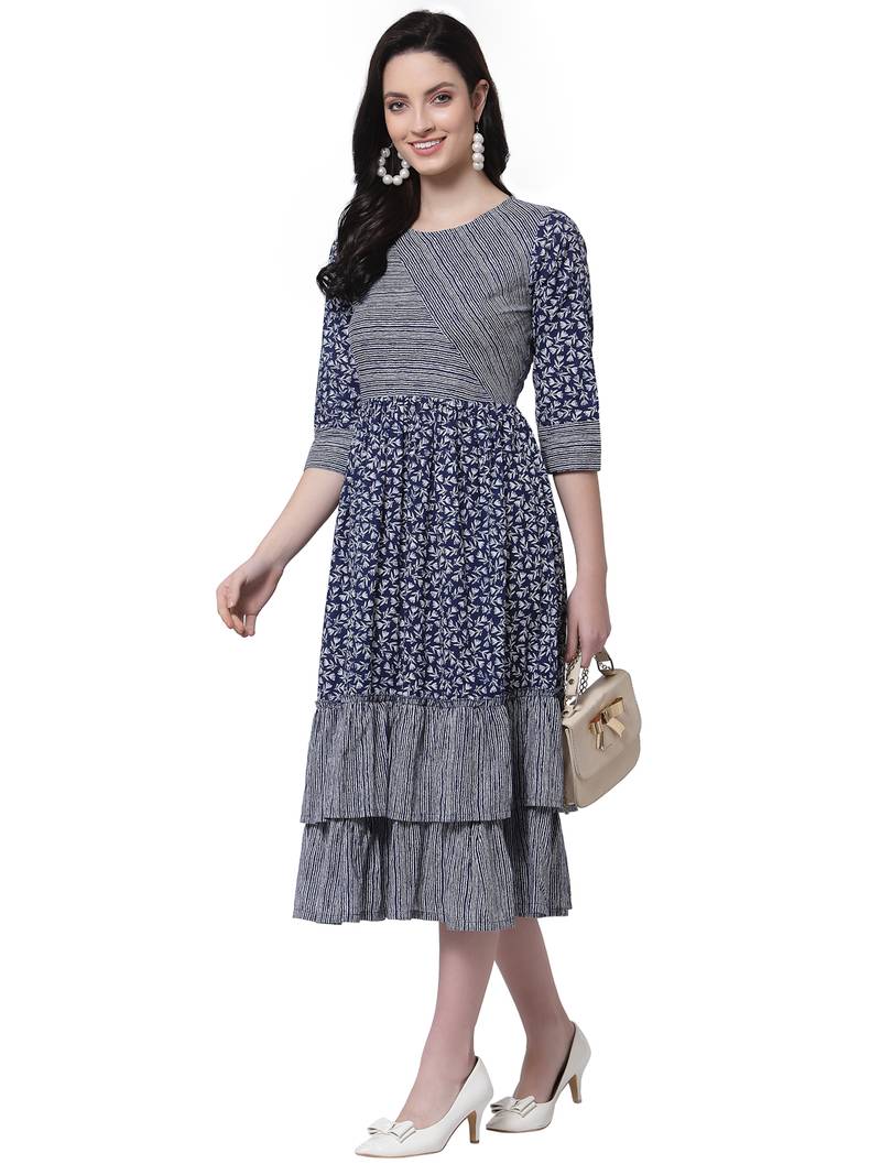 Blue printed cotton longdresses LARGISH 3760154