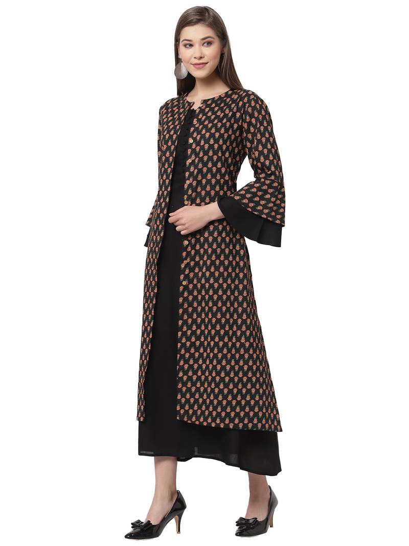 Black printed cotton longdresses LARGISH 3760156