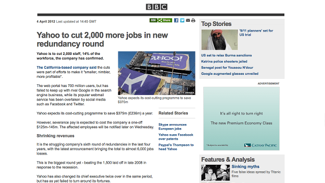 Yahoo to cut 2,000 jobs