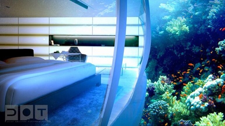 Underwater Hotel Room At Night