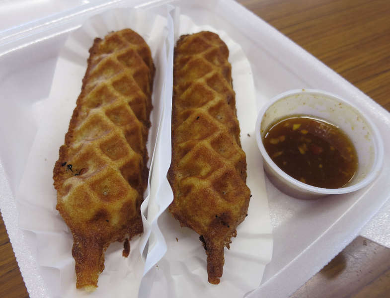 Hawaiian Waffledogs Corn Dogs Made from Waffles