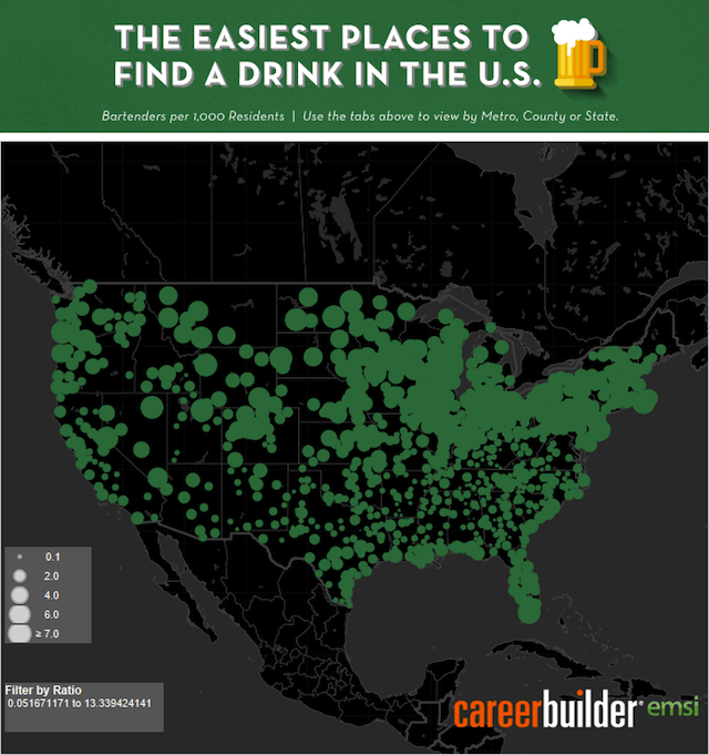 Easiest Places to Find a Drink in America Cities and States with Most