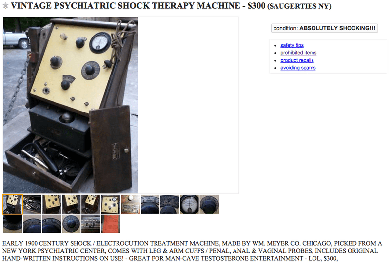 New York, This Vintage Shock Therapy Machine On Craigslist Can Be Yours