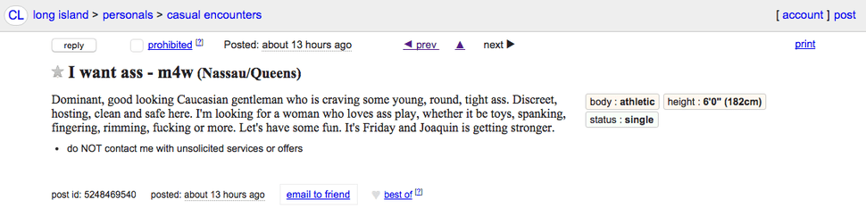 Hurricane Hookup Seekers Have Made Landfall on Craigslist Thrillist