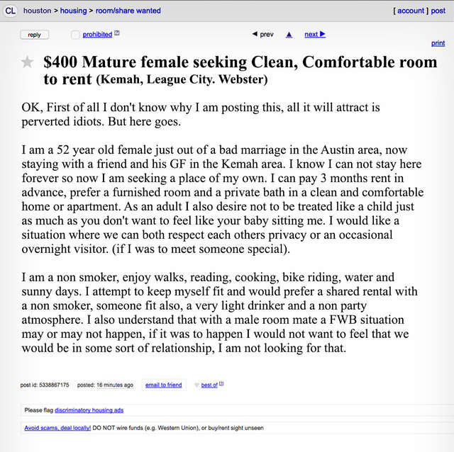 The Weirdest Houston Roommate Ads on Craigslist Thrillist