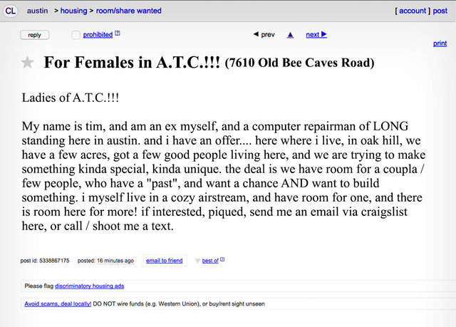 The Weirdest Austin Roommate Ads on Craigslist Thrillist