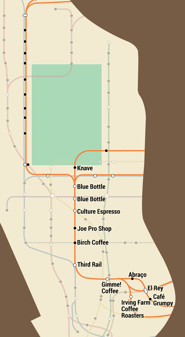 Café Map Sorts Manhattan’s Best Coffee by Subway.