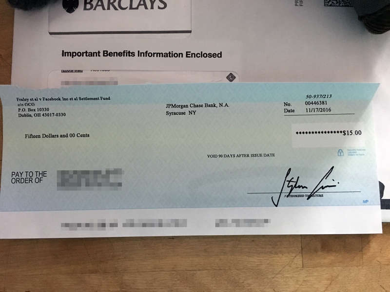 Fraley vs Facebook Facebook Users Get 15 Checks in Class Action