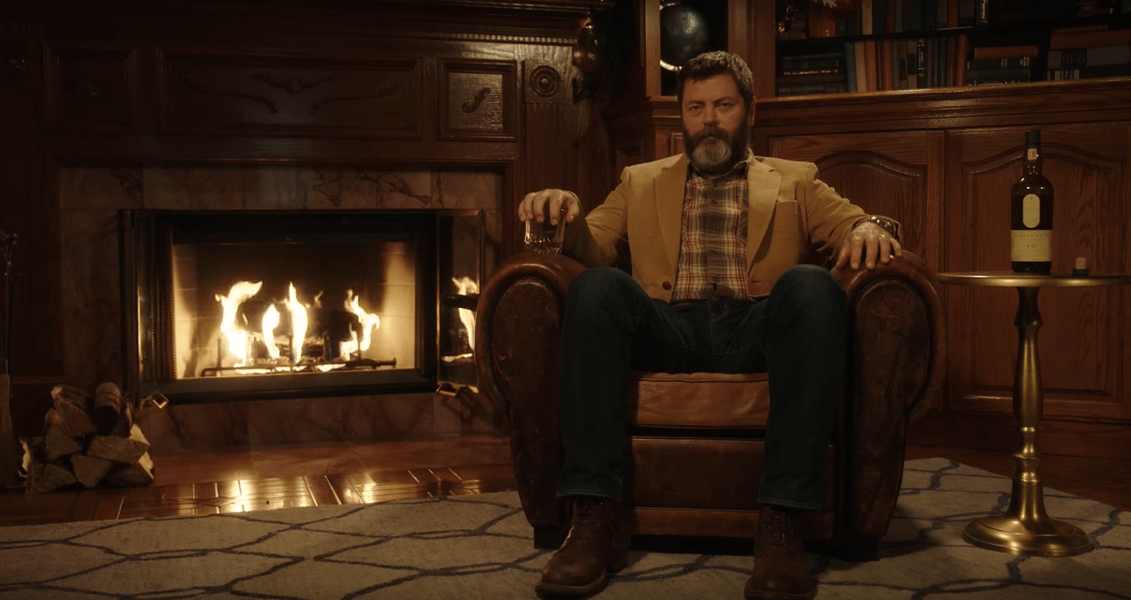 Watch Nick Offerman Drink Scotch in the Best Yule Log Video Thrillist