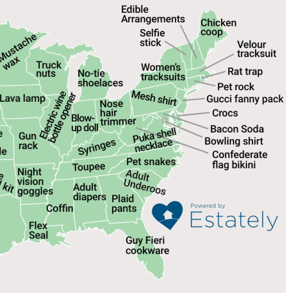 Estately Map Shows Frequently Googled Shopping Items Across America