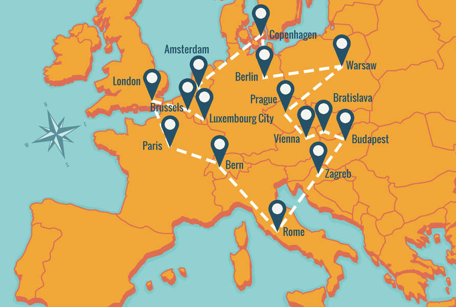 Map of the top travel destinations in Europe Eupedia