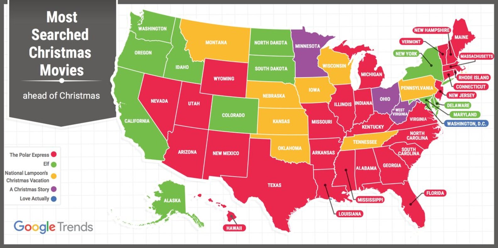 Most Popular Christmas Movie in Every State Revealed by Google Map Thrillist