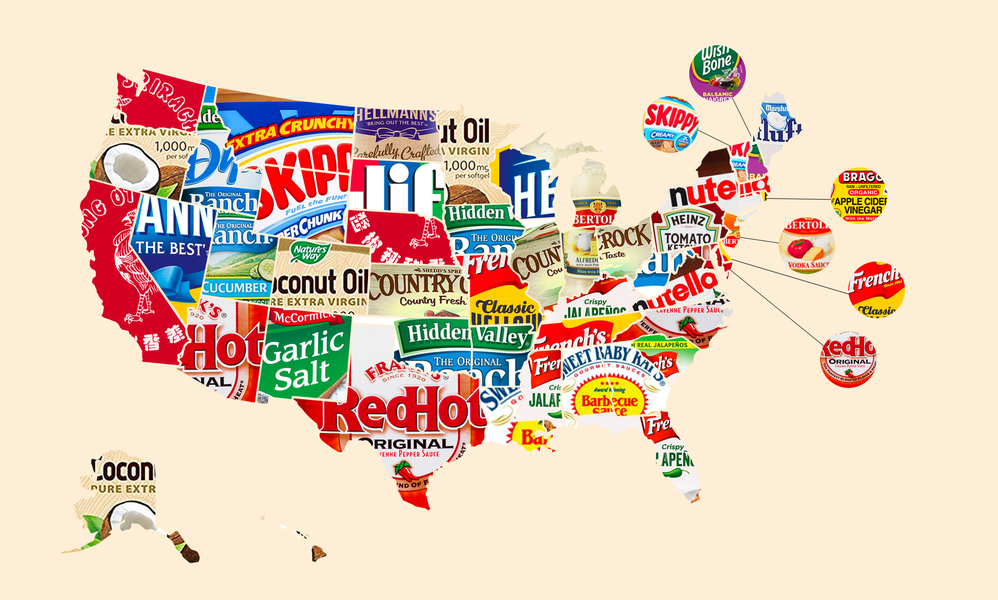 Most Popular Condiment in Every State Revealed by Map Thrillist