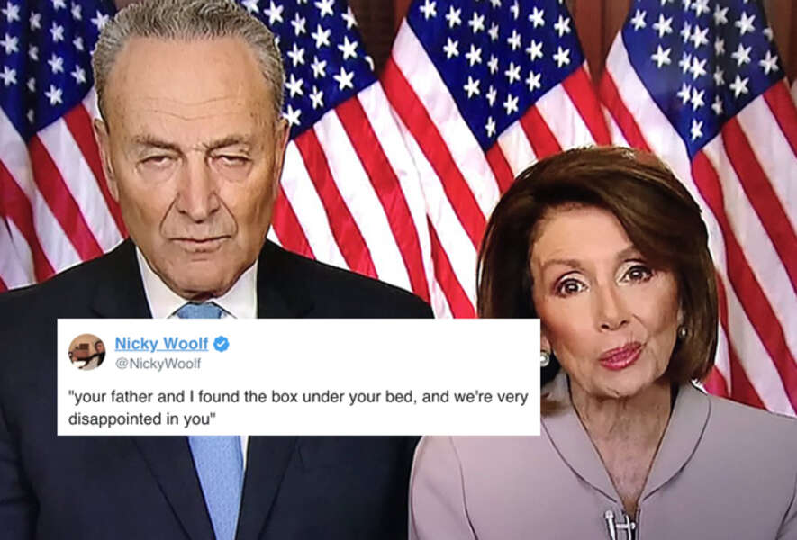 Schumer Pelosi Meme Democratic Response to Trump's Address Gets Meme'd