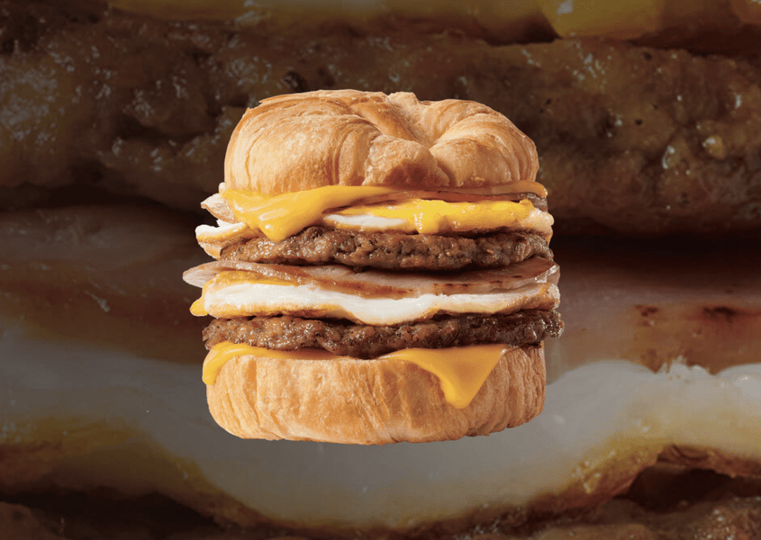 Jack in the Box's New Stacked Croissant Double Meat Breakfast Sandwich Thrillist