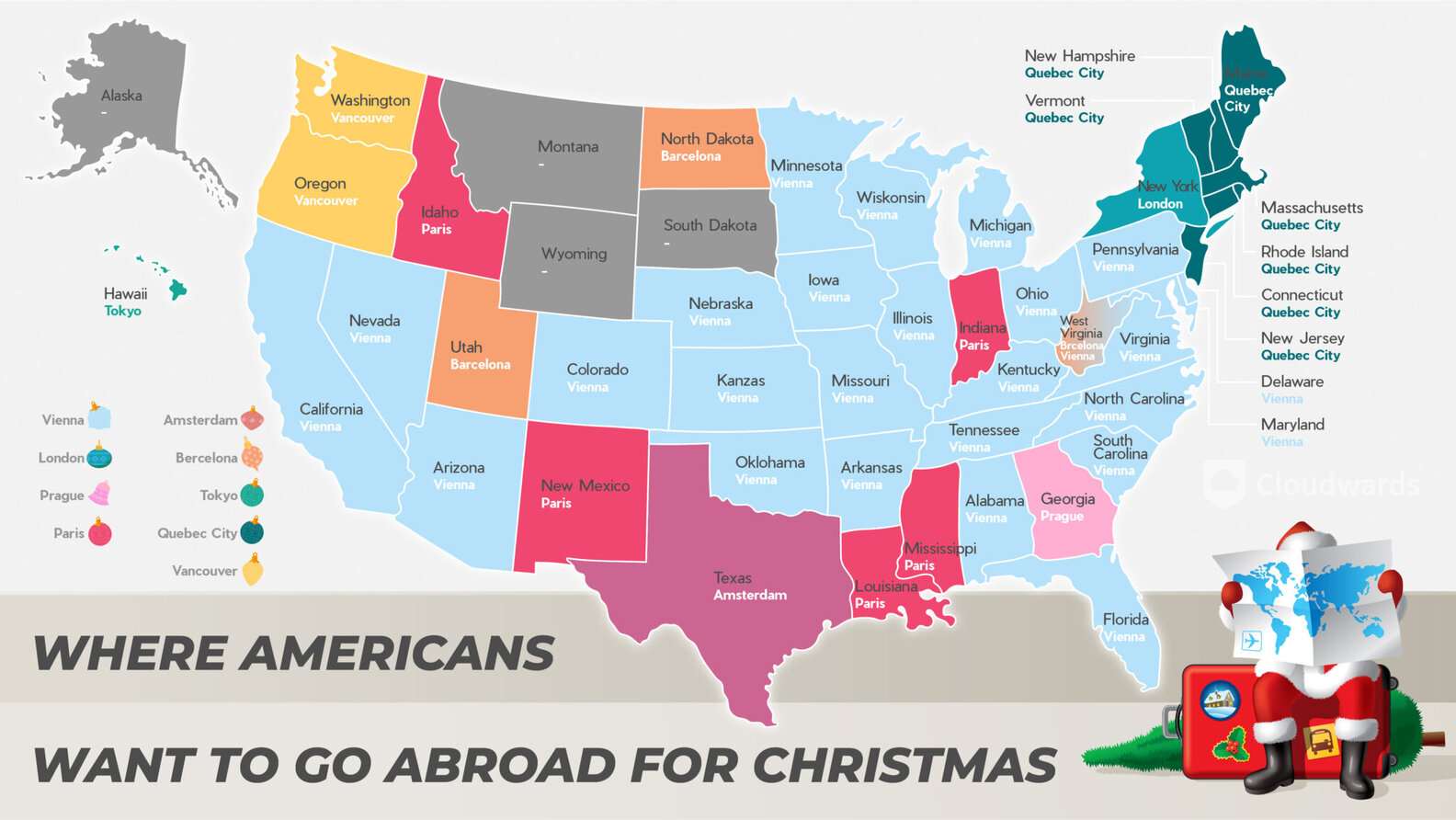 Most Popular Holiday Travel Destinations for Every State, Ranked