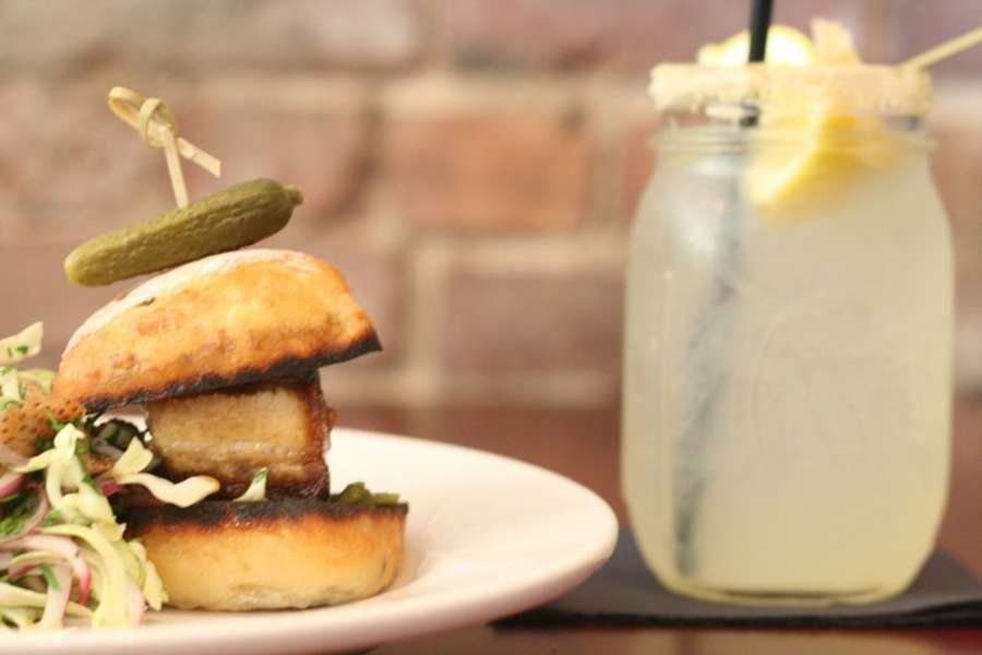 Some Random Bar Sweet pork belly sliders from Some Random Bar