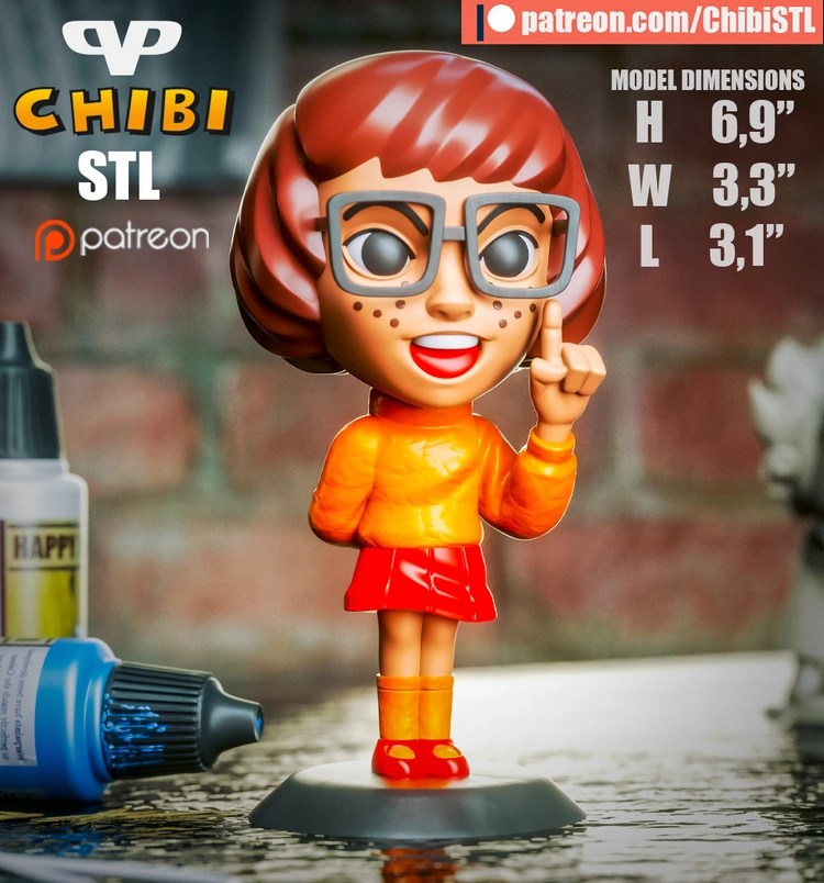 Download Free HighQuality Velma Dinkley Chibi ScoobyDoo 3D Model