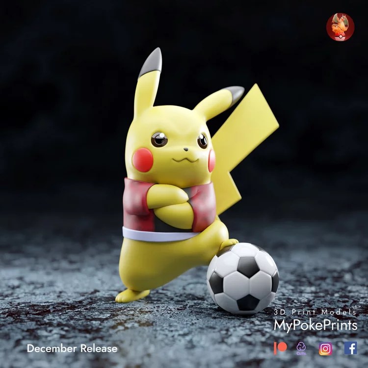 Download Free HighQuality World Cup Pikachu 3D Model For Printing